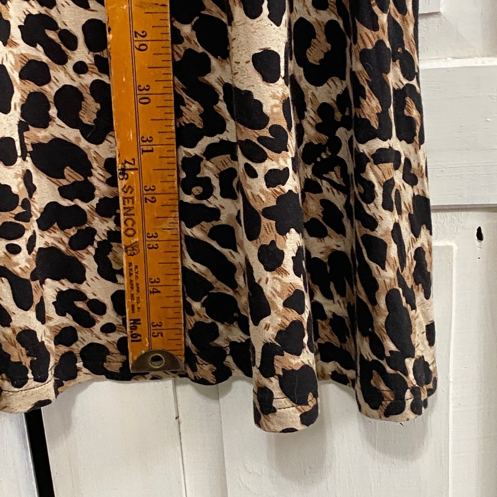POPYOUNG Leopard Print Casual T Shirt Dress Short Sleeve Midi Women Size‎ L Cute - Picture 4 of 7